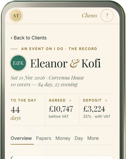 Saltmarsh Table’s phone: the record of Eleanor & Kofi, Saturday 21 November at Corvenna House, 111 covers, 44 days to go
