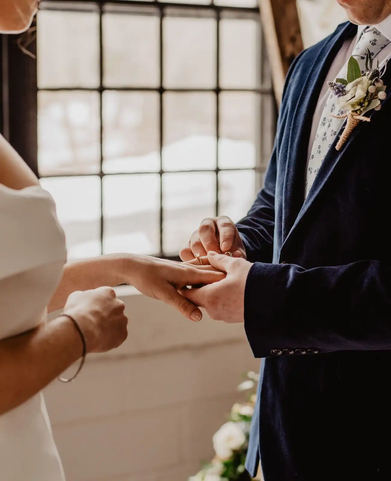 A couple exchanging rings